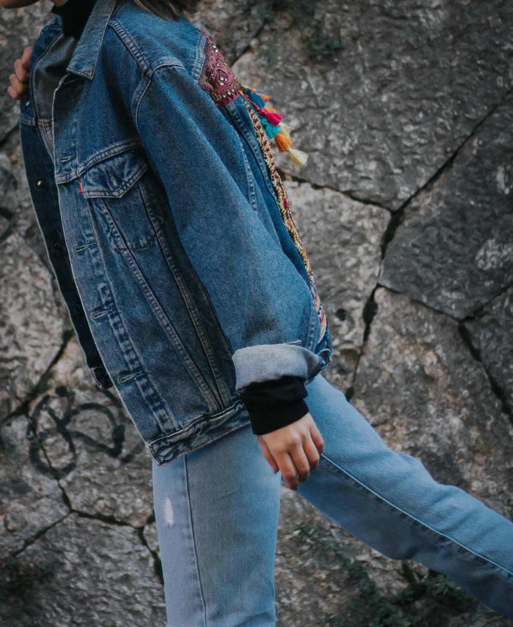 Giacca Levi's Vintage con Ricami Indiani