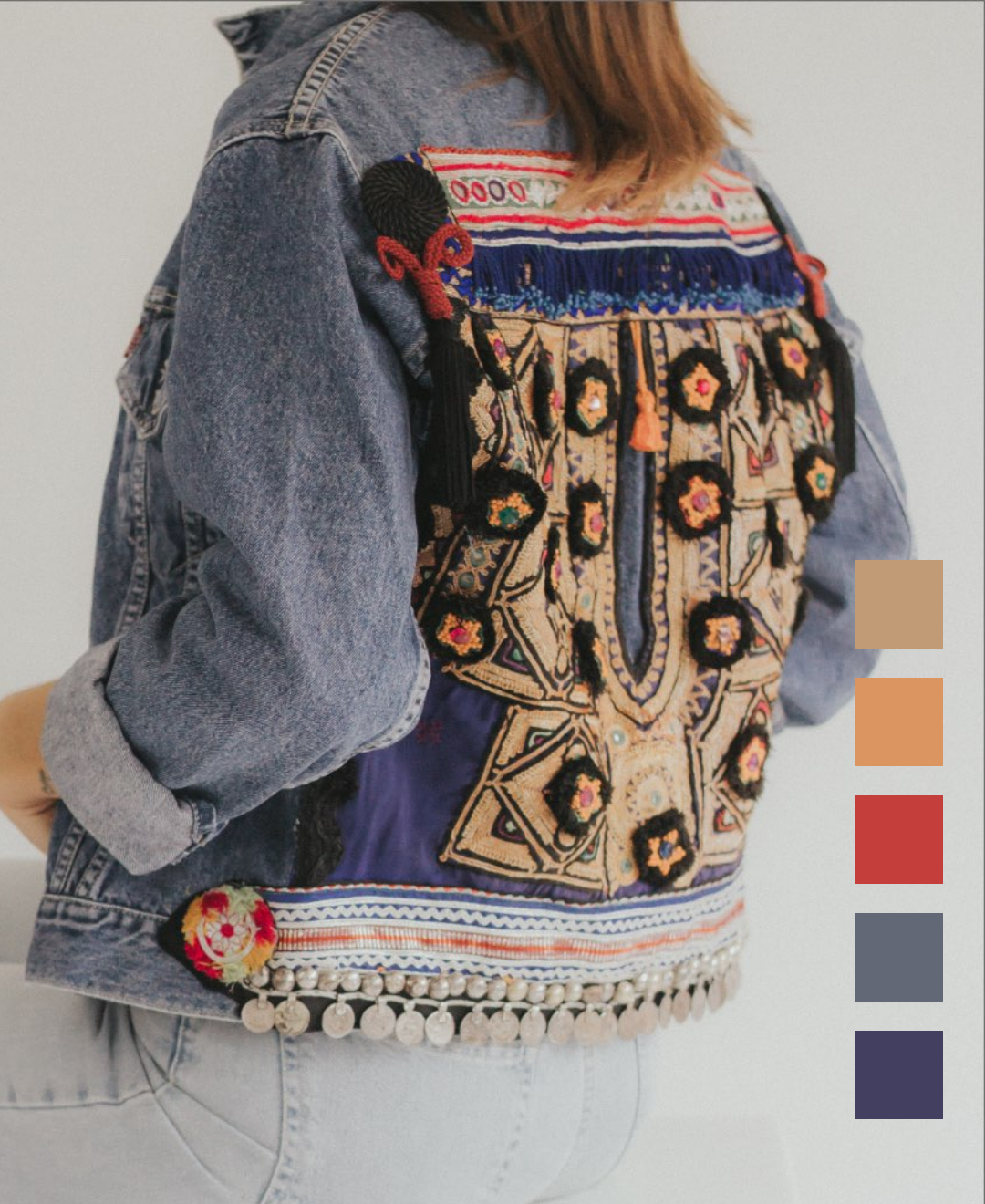 Giacca Levi’s Vintage Blu con Ricami Indiani