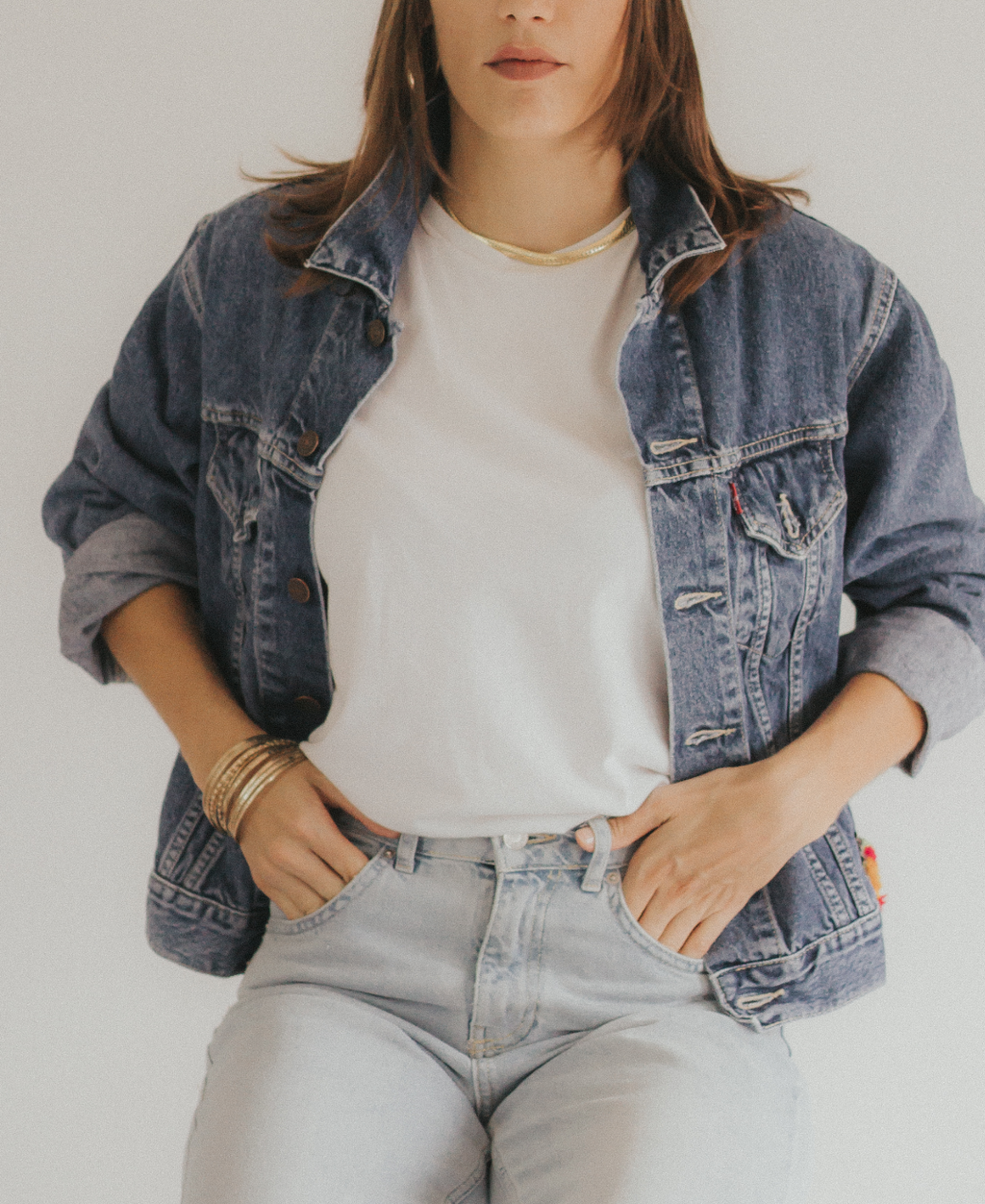 Giacca Levi’s Vintage Blu con Ricami Indiani