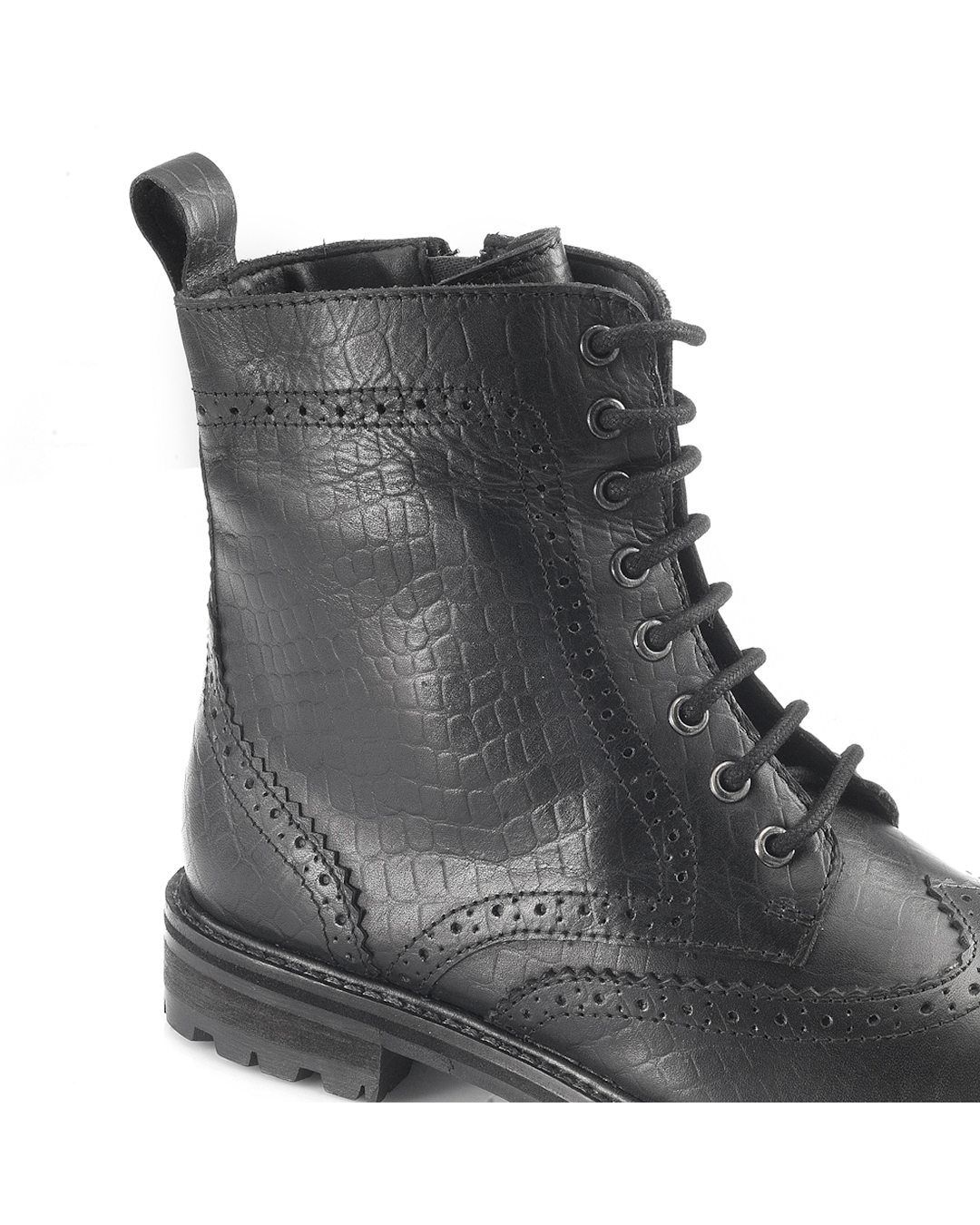 Stivale Combat Hera Nero Croco