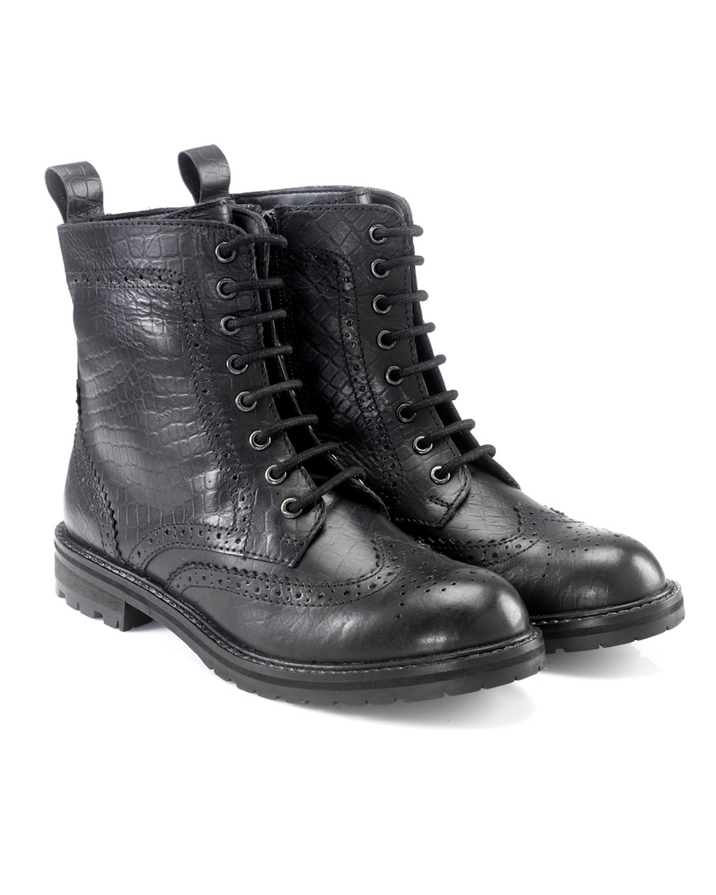 Stivale Combat Hera Nero Croco